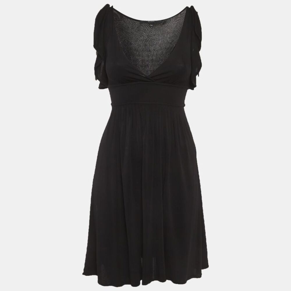 Gucci Black Jersey Knit Pleated Mini Dress Xs